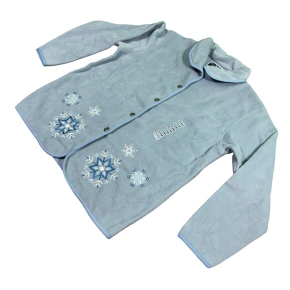 E.M.I. Sportswear Jacket Women's XL Blue Fleece Embroidered Snowflake Winter Top - Picture 3 of 9